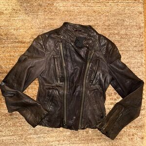 Line Dark Slate Leather Jacket